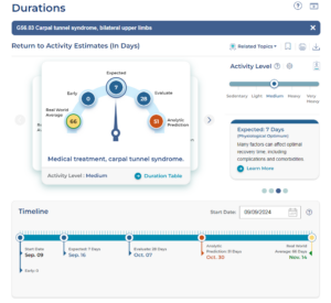 Screenshot from newly designed Durations tool